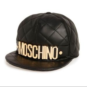 MOSCHINO | hat black quilted leather baseball cap